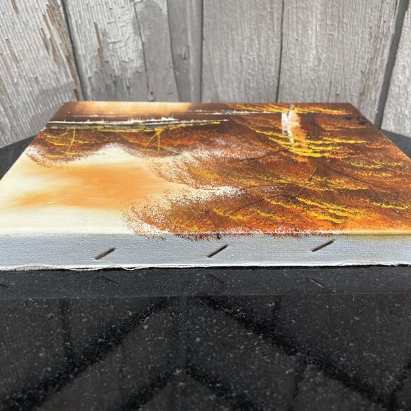 Forest and Lake Nature Painting Acrylic on Canvas Original 10" x 8" - Picture 6 of 7